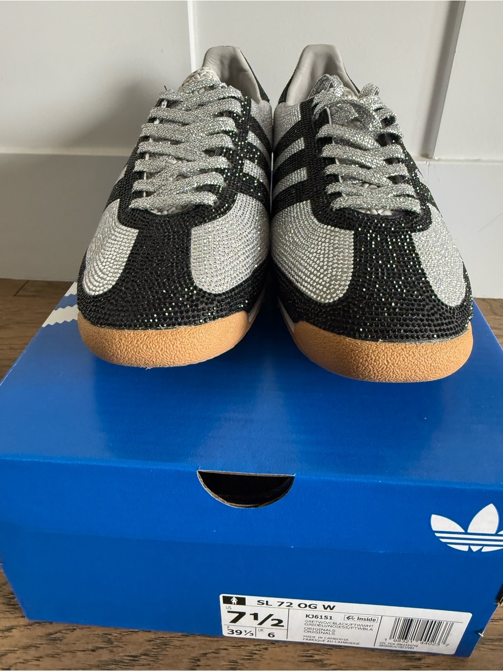 Adidas Originals SL 72 OG "Grey Two/Core Black/Ftwr White Rhinestone - Picture 10 of 11